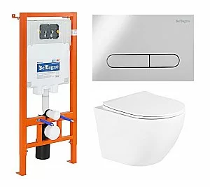 Унитаз подвесной BelBagno UNO BB3105CHR безободковый, с крышкой микролифт, с инсталляцией и кнопкой хром купить в интернет-магазине Sanbest