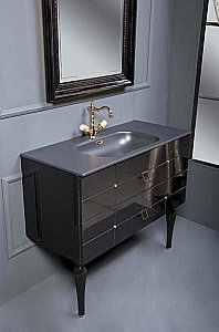 Тумба с раковиной Armadi Art Vallessi Avantgarde Piazza 80 черный с золотом для ванной в интернет-магазине Sanbest