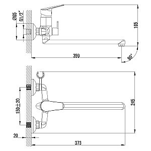 Смеситель для ванны Lemark Partner LM6551C купить в интернет-магазине сантехники Sanbest