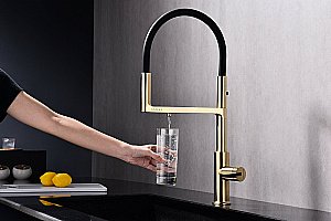 Смеситель для кухни Paulmark Tornado To213402-LG светлое золото купить в интернет-магазине сантехники Sanbest