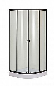 Душевой уголок Orange E01-100TB с поддоном 100х100 стекло прозрачное/профиль черный купить в интернет-магазине Sanbest