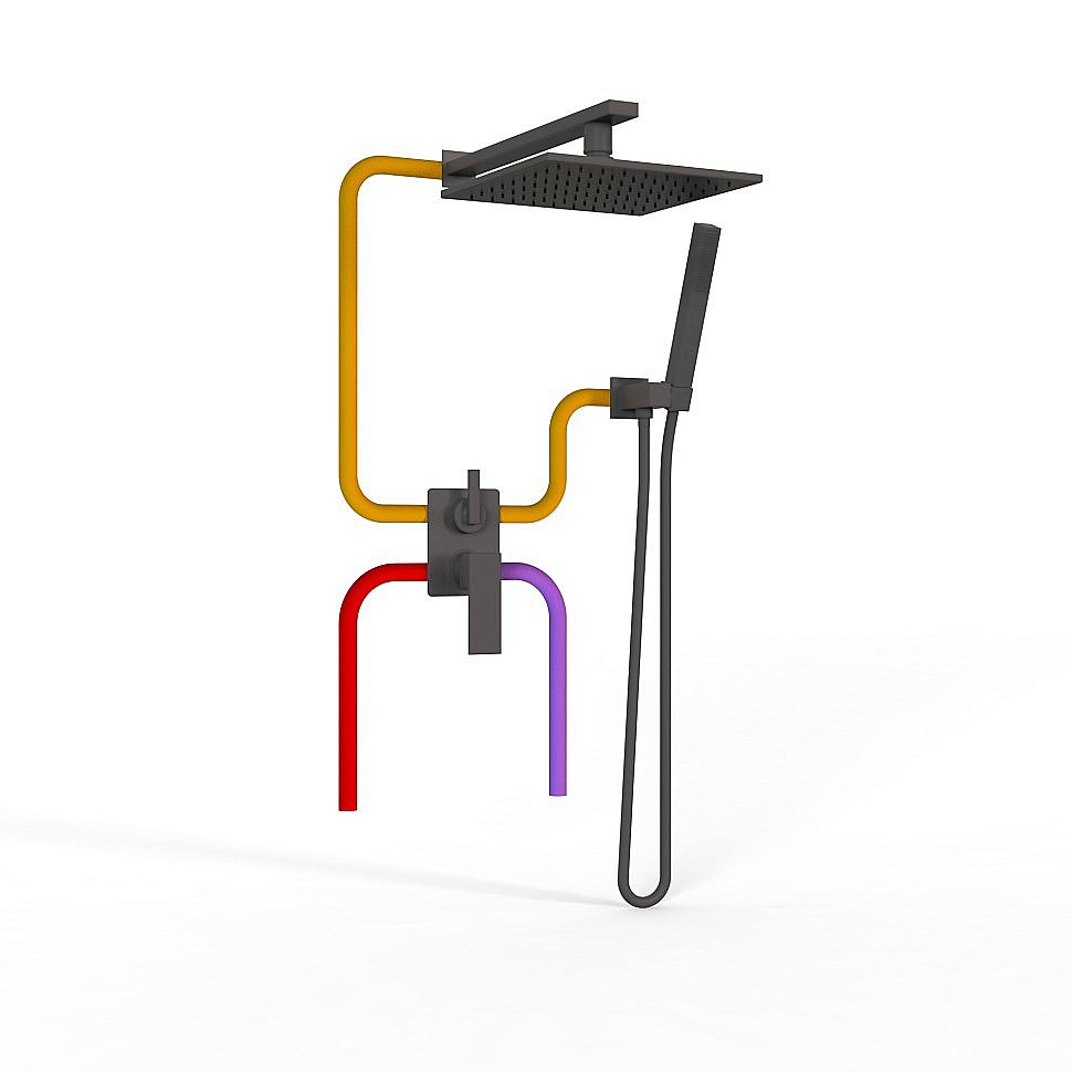 Душевая система PAINI Grazia 21PZSET26911SH черная матовая купить в интернет-магазине сантехники Sanbest