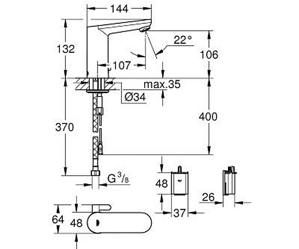 Смеситель для раковины Grohe Eurosmart Cosmopolitan E 36327001 купить в интернет-магазине сантехники Sanbest