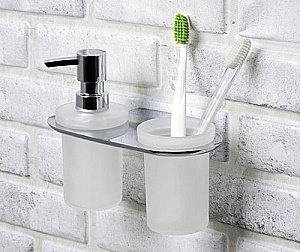 Держатель со стаканом и дозатором WasserKRAFT Kammel K-8389 купить в интернет-магазине сантехники Sanbest