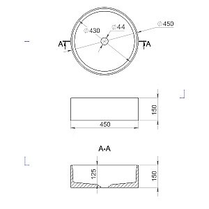 Раковина накладная Salini ARMONIA 02 130112GF 45 из искусственного камня S-Sense, глянцевая, цвет по RAL полностью купить в интернет-магазине Sanbest