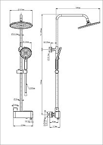Душевая система с термостатом WONZON & WOGHAND MUSE Corno, Темный графит (WW-B3110-BGG) купить в интернет-магазине сантехники Sanbest