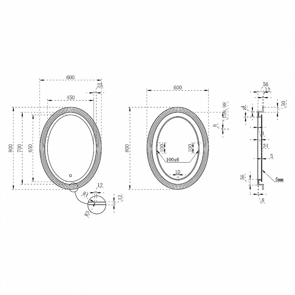 Зеркало с подсветкой Abber STEIN AS6601Violett 60x80 фиолетовое в ванную от интернет-магазине сантехники Sanbest