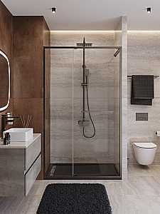 Душевая дверь Cezares LUX 120 B-FS-11-120-C-GM стекло прозрачное/профиль оружейная сталь купить в интернет-магазине Sanbest