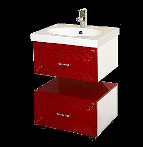 Тумба с раковиной подвесная Misty Европа 60 красная для ванной в интернет-магазине Sanbest