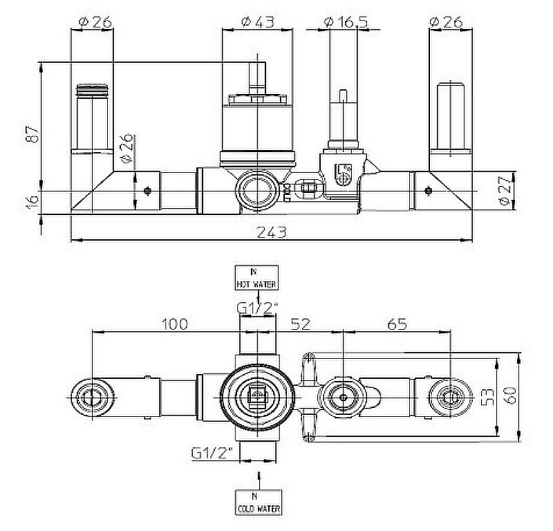 Внутренняя часть смесителя Bossini Apice Z00546000 купить в интернет-магазине сантехники Sanbest