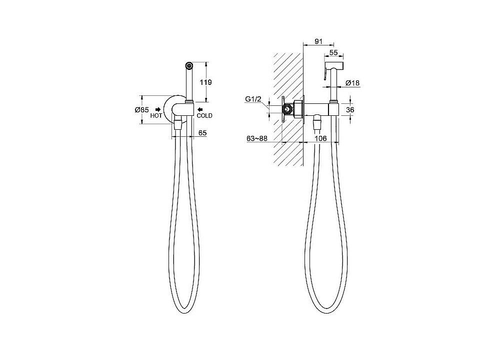 Гигиенический душ Aquatek Оберон AQ1024CR хром купить в интернет-магазине сантехники Sanbest