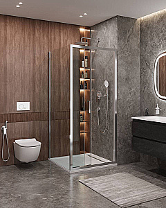 Душевой уголок Cezares MOLVENO 80х120 AHF-31-120/80-C-CR-IV стекло прозрачное/профиль хром купить в интернет-магазине Sanbest