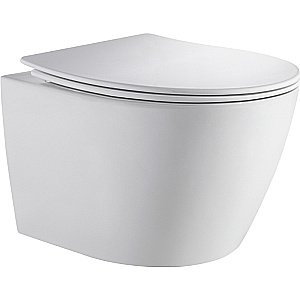 Унитаз подвесной Orange CI07-100W+APB244 безободковый, с крышкой микролифт, с инсталляцией, белый/кнопка черная купить в интернет-магазине Sanbest