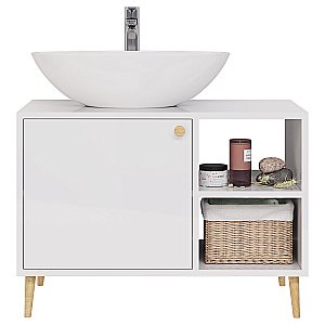 Тумба с раковиной Dreja LUNO 99.2002 80 белый глянец для ванной в интернет-магазине Sanbest