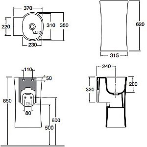 Раковина подвесная Azzurra Nativo 35 NAT200/0bi*0  белая купить в интернет-магазине Sanbest