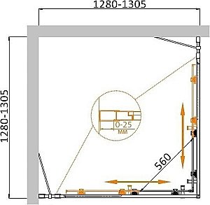 Душевой уголок Cezares Molveno 130x130 MOLVENO-A-22-100+30-P-Cr стекло рифленое матовое/профиль хром купить в интернет-магазине Sanbest