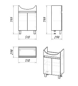 Тумба с раковиной Grossman ПОЛО 105501-1 55 дуб сонома/белая для ванной в интернет-магазине Sanbest