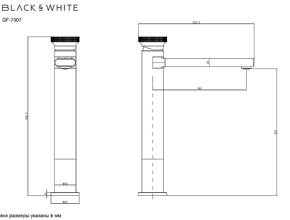 Смеситель для раковины Black&white Gravity GF-7307-С хром купить в интернет-магазине сантехники Sanbest