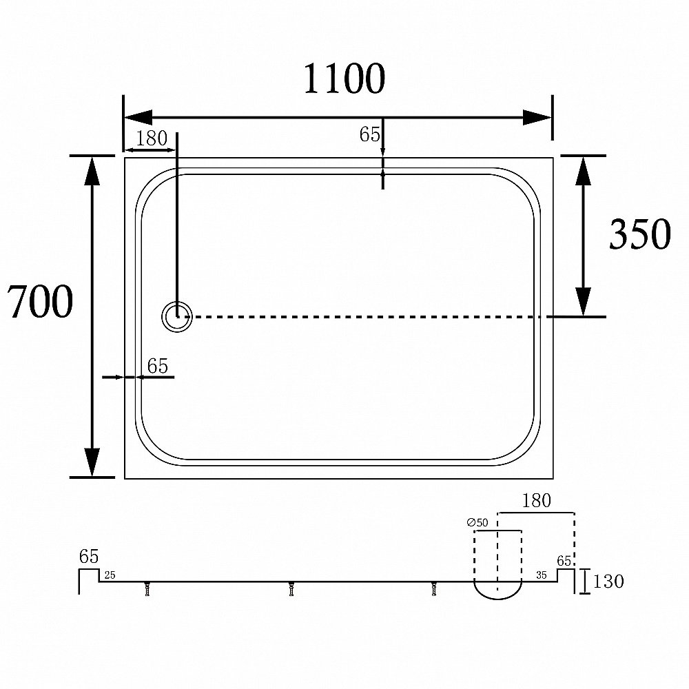 Душевой поддон Abber 70х110 AD3C117 белый купить в интернет-магазине Sanbest