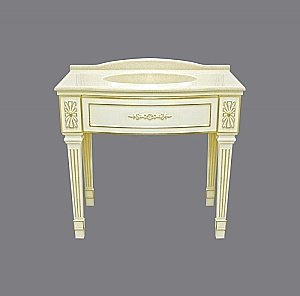 Тумба с раковиной напольная Misty Tiffany 100 бежевая сусальное золото для ванной в интернет-магазине Sanbest