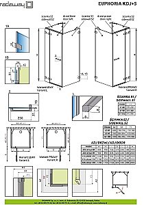 Душевой уголок Radaway Euphoria KDJ+S 80х80 стекло прозрачное/профиль хром купить в интернет-магазине Sanbest