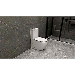 Унитаз напольный Azario Corsa AZ-2062S белый, безободковый, с бачком, с крышкой микролифт купить в интернет-магазине Sanbest