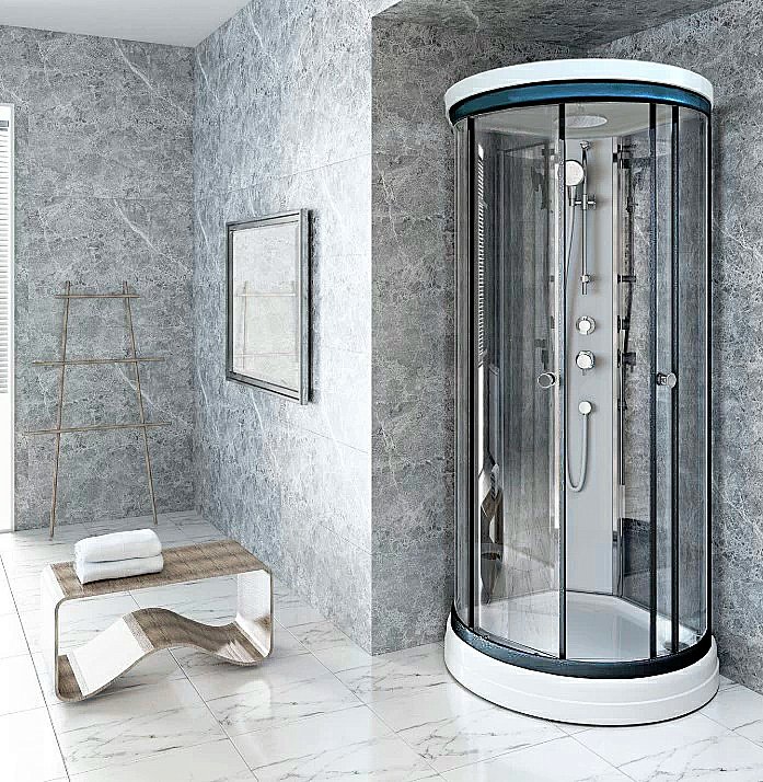 Душевая кабина Радомир Стронг 110х110 стекло прозрачное/профиль черный купить в интернет-магазине Sanbest