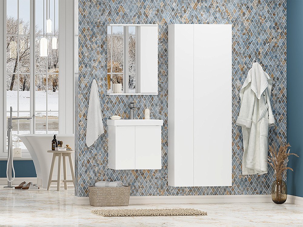 Зеркало со шкафом Misty Лира 50 П-Лир04050-013П белый в ванную от интернет-магазине сантехники Sanbest