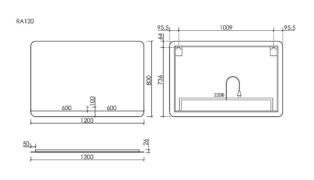 Зеркало LED Sancos Ray RA1200 в ванную от интернет-магазине сантехники Sanbest