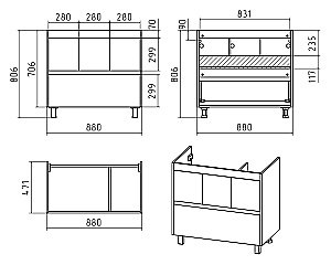 Тумба с раковиной Misty Алиса - 90 Э-Али01090-0112Я белая для ванной в интернет-магазине Sanbest