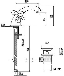 Смеситель для раковины Gattoni Vivaldi 1231012V0br бронза купить в интернет-магазине сантехники Sanbest