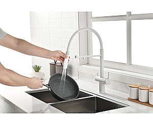 Смеситель для кухни Paulmark Gravity Gr213888-WH белый матовый купить в интернет-магазине сантехники Sanbest