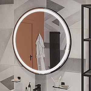 Зеркало с LED подстветкой Cezares CADRO CZR-SPC-LED-TCH-WARM 70x70 черный в ванную от интернет-магазине сантехники Sanbest