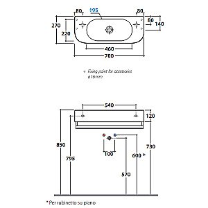 Раковина подвесная Globo Forty3 70 смеситель справа/слева, белая купить в интернет-магазине Sanbest