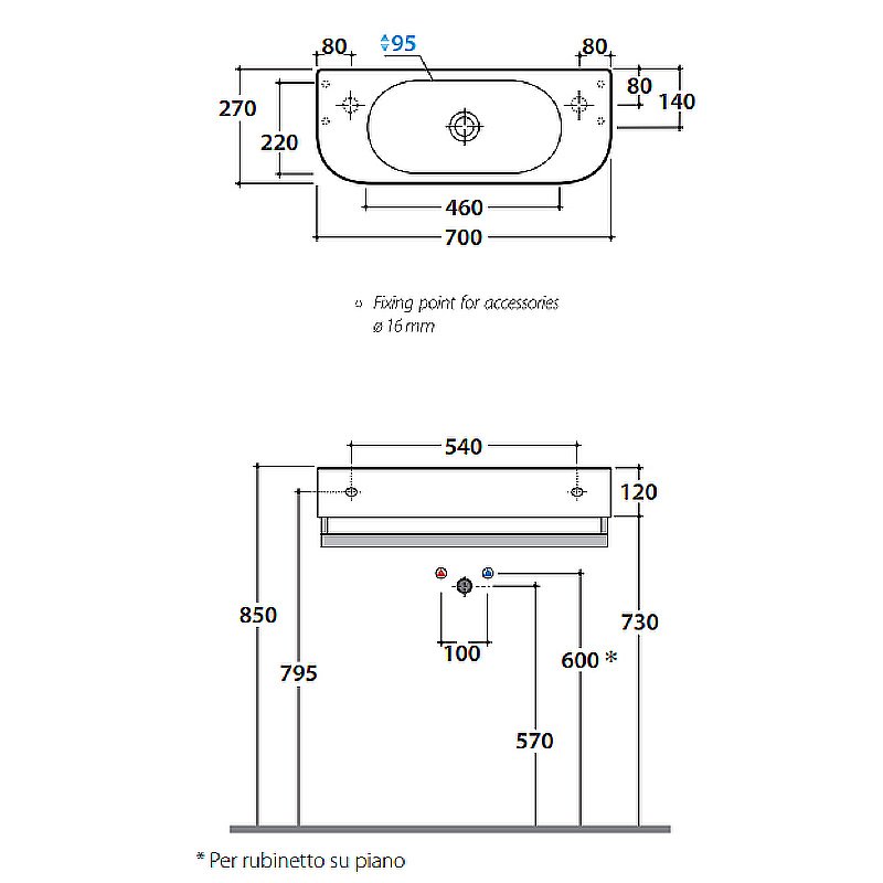 Раковина подвесная Globo Forty3 70 смеситель справа/слева, белая купить в интернет-магазине Sanbest