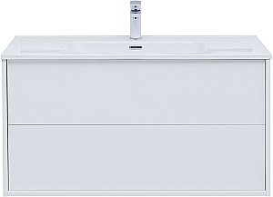 Тумба с раковиной Aquanet Lino 287542 80 (Flat) белый глянец для ванной в интернет-магазине Sanbest