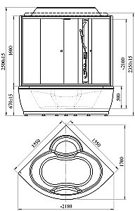 Душевой бокс Радомир Калифорния 155х155 1-04-6-0-0-0770 стекло прозрачное/профиль черный/крыша сендвич купить в интернет-магазине Sanbest