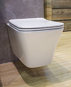 Унитаз подвесной Art&Max PLATINO AM9321CHR/SC белый, с сиденьем микролифт, безободковый купить в интернет-магазине Sanbest