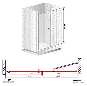 Душевая дверь Cezares ELENA-W-B-11-60+90-P-Cr купить в интернет-магазине Sanbest
