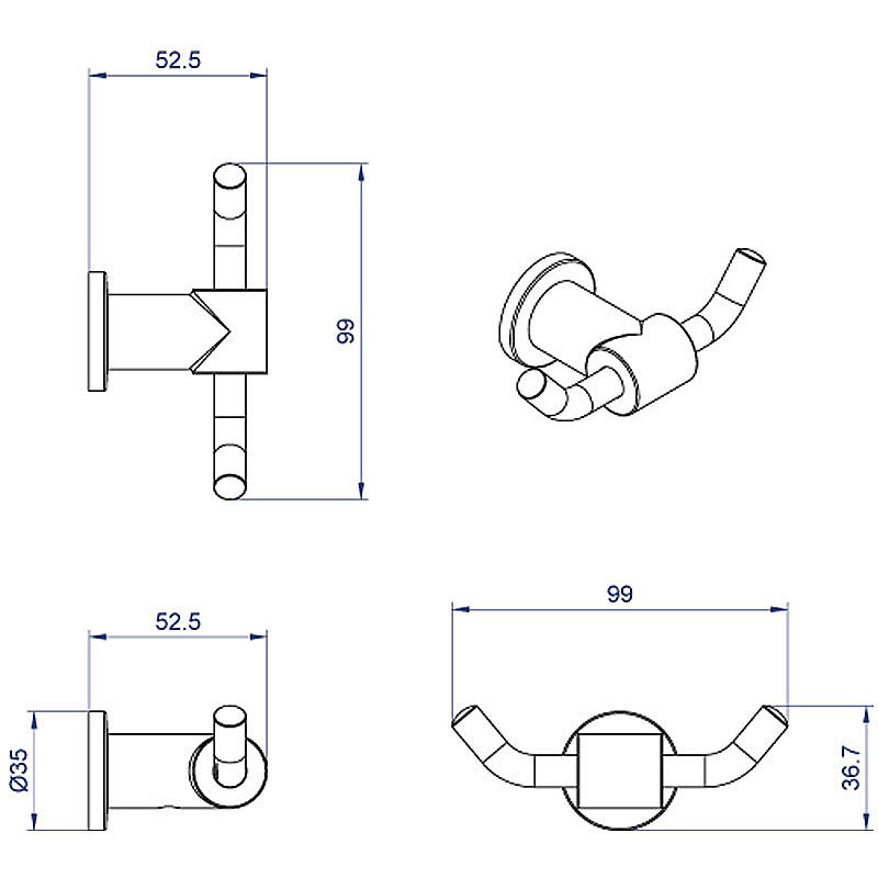 Крючок Azario FORNY AZ-88305 хром купить в интернет-магазине сантехники Sanbest