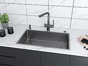 Кухонная мойка Paulmark Next-Skew 74 PM887444-MG серая матовая купить в интернет-магазине сантехники Sanbest