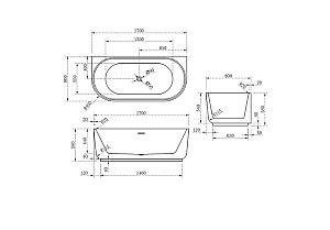 Ванна Vincea 170x80 VBT-621 белая купить в интернет-магазине Sanbest