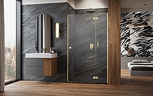 Душевая дверь Radaway Essenza 8 Brushed Gold DWJ 120 R стекло прозрачное/профиль брашированное золото купить в интернет-магазине Sanbest