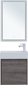Тумба с раковиной Aquanet Nova Lite 50 с зеркалом, дуб рошелье для ванной в интернет-магазине Sanbest