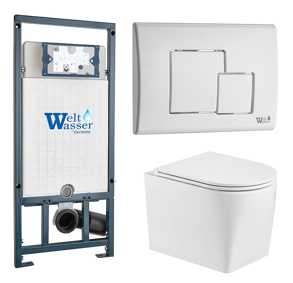 Унитаз с инсталляцией WeltWasser MARBERG 507 + NESENBACH 004 GL-WT + MAR 507 SE-WT купить в интернет-магазине Sanbest