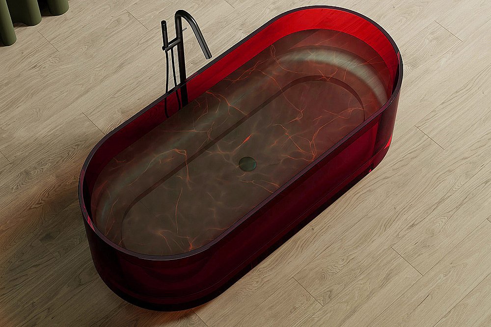 Ванна Abber Kristall AT9708Rubin 170x75 красная прозрачная купить в интернет-магазине Sanbest