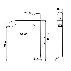 Смеситель для раковины высокий WONZON & WOGHAND FLEX, Хром (WW-88019072-CR) купить в интернет-магазине сантехники Sanbest