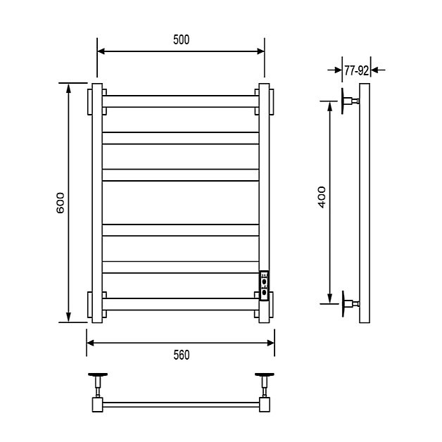 Полотенцесушитель электрический Veconi Barro-A B6050CH-A хром купить в интернет-магазине сантехники Sanbest