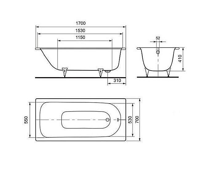 Ванна стальная Kaldewei Eurowa 312-1 170x70 119812030001 белый купить в интернет-магазине Sanbest