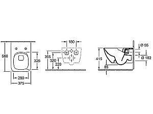 Унитаз Villeroy&Boch Venticello 4611RS01 безободковый, с крышкой микролифт купить в интернет-магазине Sanbest